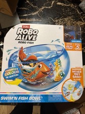 Zuru Robo Alive Robo Fish Swimn Fish Bowl Set Never Wet Sand Realistic Motion FX