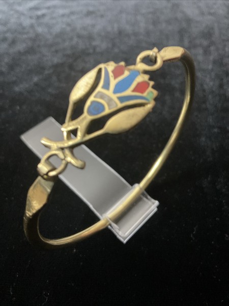 Alternate view of Lotus Flower Bracelet Handcrafted Gold-plated Elegant Modern