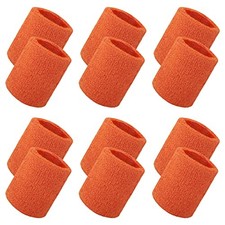 12 PCS Wrist Sweatbands for Women, Sports Sweat Wristbands for Men, Orange