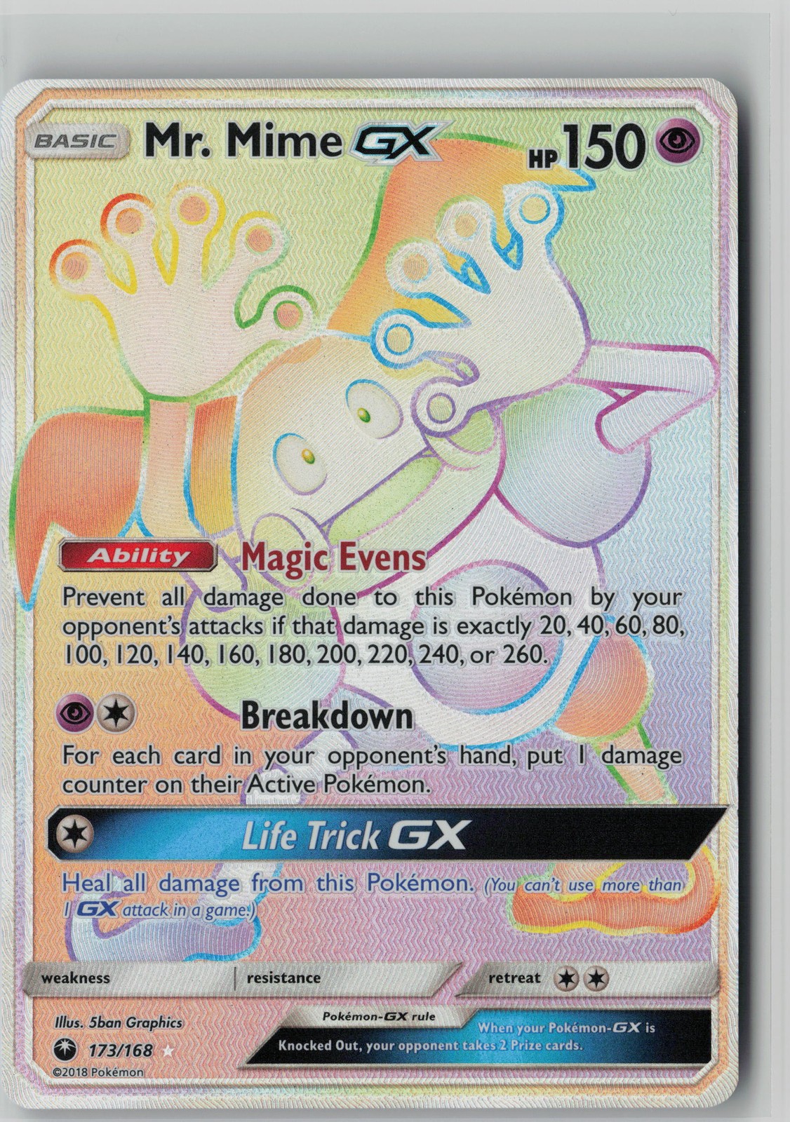Mr. Mime GX (Secret) Secret Rare SM - Celestial Storm 173/168 NM