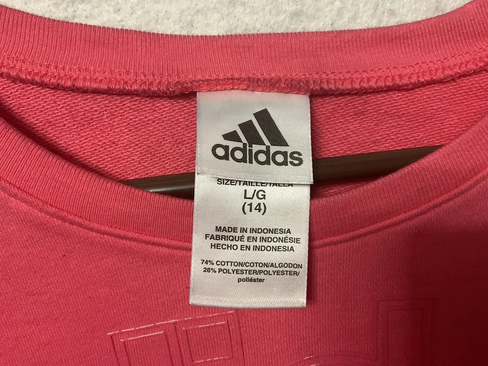 Adidas Sudadera Niñas Grande Mediana Rosa Logo Cuello Redondo Pullover AA4662 Foto 3 de 4