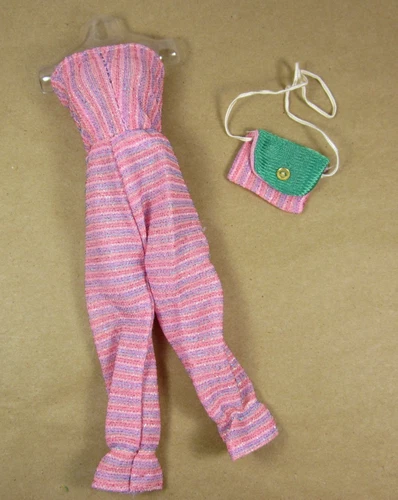 Barbie clone sparkle Jumpsuit & Purse pink purple green vtg 80s