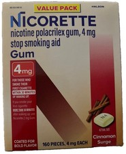New Nicorette Cinnamon Surge Nicotine Gum 4mg - 160 Count Exp 8/2027