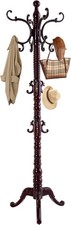 Wooden Coat Rack Freestanding Solid Wood Coat Rack Stand W/ 14 Hooks Vintage