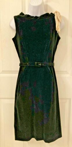 Vintage 1960s black velvet dress w lurex bow mid c