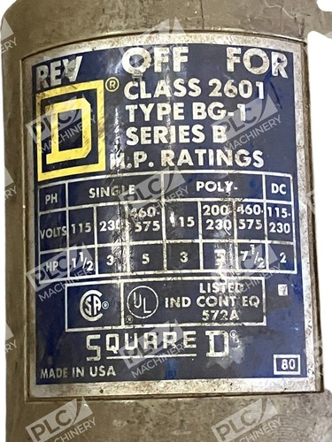 Square D Reversing Drum Switch 2601-BG-1 /B - Picture 2 of 2
