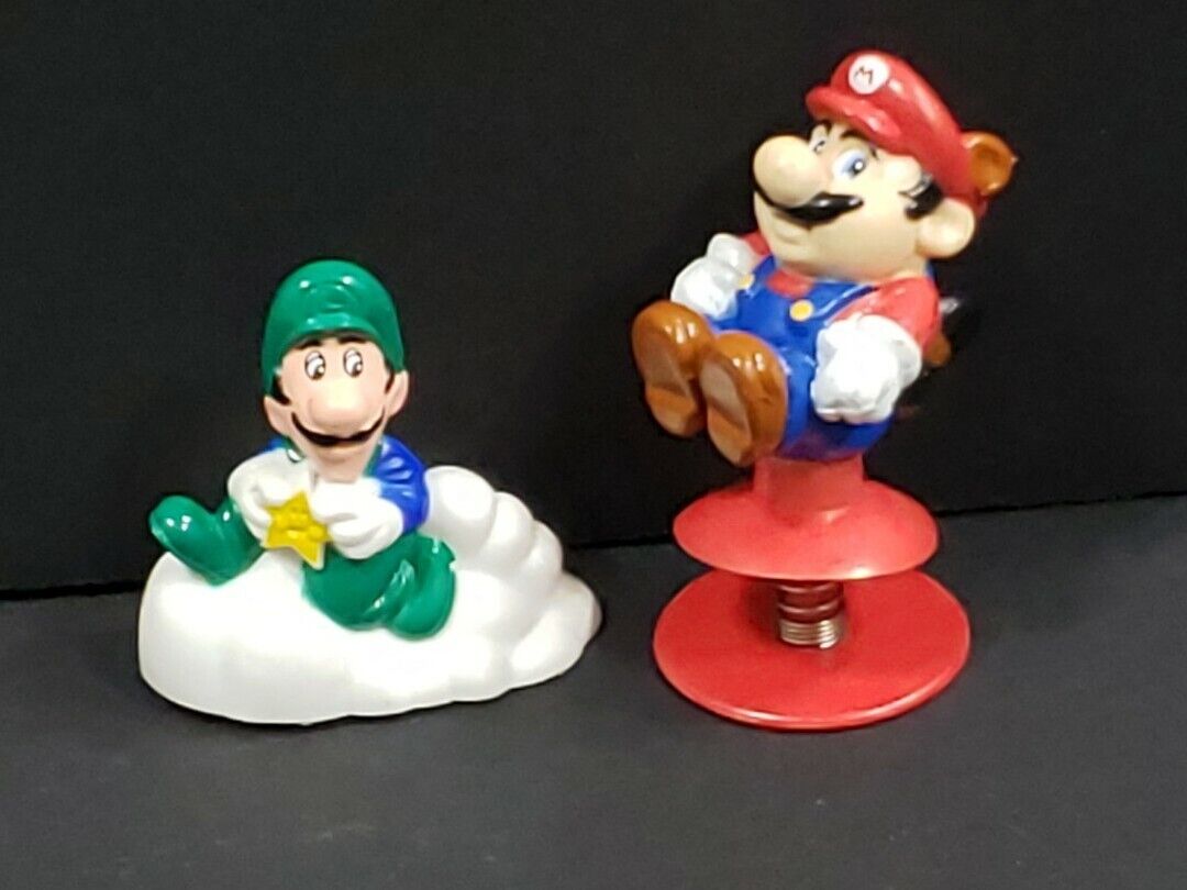 2 McDonalds Nintendo Super Mario Happy Meal Toys 1989 Mario Popper Luigi   Cloud