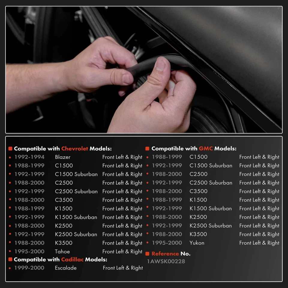 2x Front Door Weatherstrip Seal Kit for Chevy C/K 1500 Blazer Tahoe 1AWSK00228 Foto 2 de 4