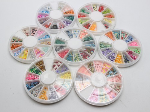 Una rueda de 12 estilos surtido 3D Fimo rodajas de arcilla de polímero varias puntas para arte en uñas - Imagen 2 de 14