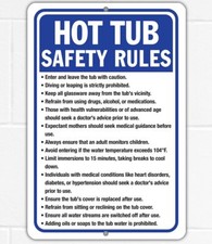 Metal Sign - Hot Tub Safety Rules - Outdoor Hot Tub Spa Rules Signs - Use Indoor