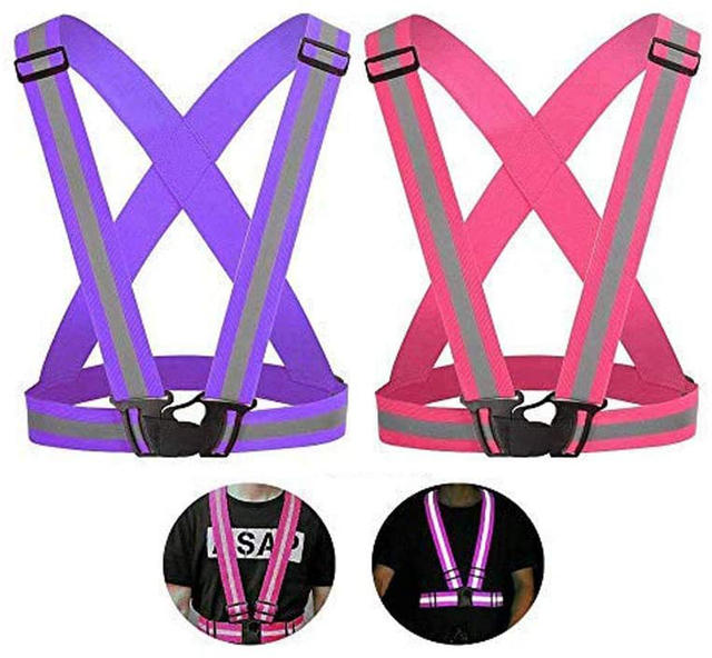 Wetest Pack Of 2 Adjustable Reflective Vest, High Visibility, Purple