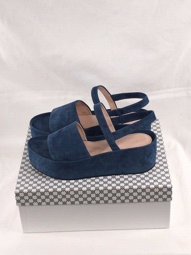 Sandali da donna nuovi con scatola Furla Capriccio Slingback forma piatta pelle scamosciata blu taglia 39 - Foto 2 di 5