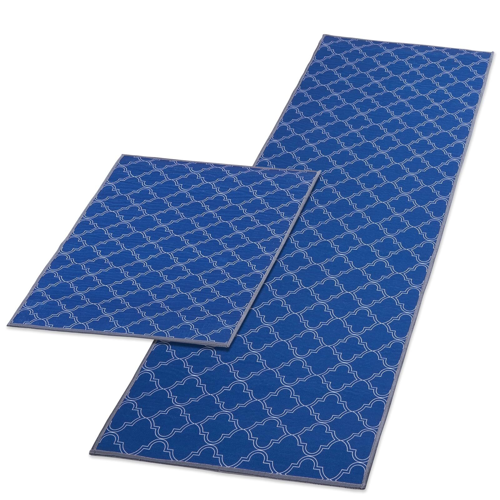 2 Pack Navy Blue Kitchen Mats, Slip-Resistant Runner and Mat for Dining Room ...
