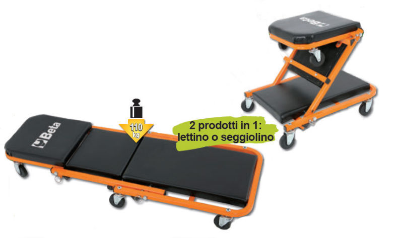 Lettino Sottomacchina Scorrevole Beta - Panchetto Per Lavori Sotto L'Auto Con Ruote - Foto 12