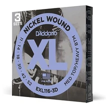 3 Sets EXL116 D'Addario 11-52 Medium Top Heavy Bottom Guitar Strings EXL116-3D