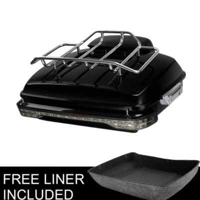 Chopped Trunk Pad Top Rack & Light Fit For Harley Touring Road King 2014-2026