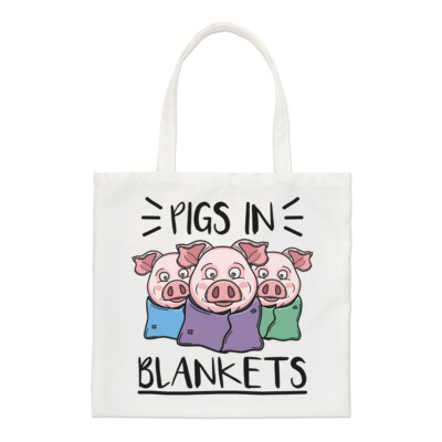 Schweine in Decken normale Tragetasche lustiger Witz Tierfutter Shopper Schulter