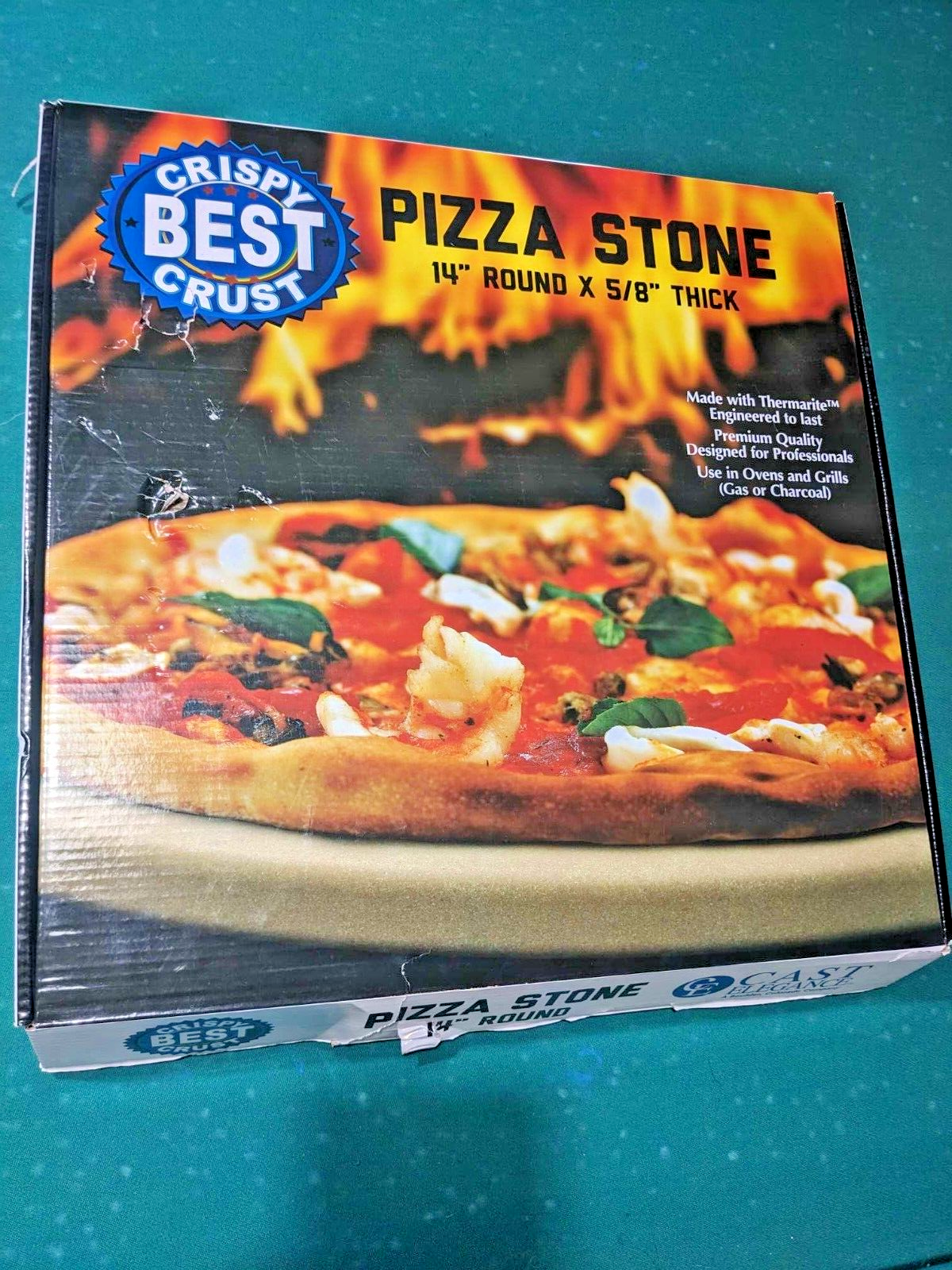 Cast Elegaqnce Thermarite Pizza Stone for Oven/Grill, 14 in  + Cleaning Scraper