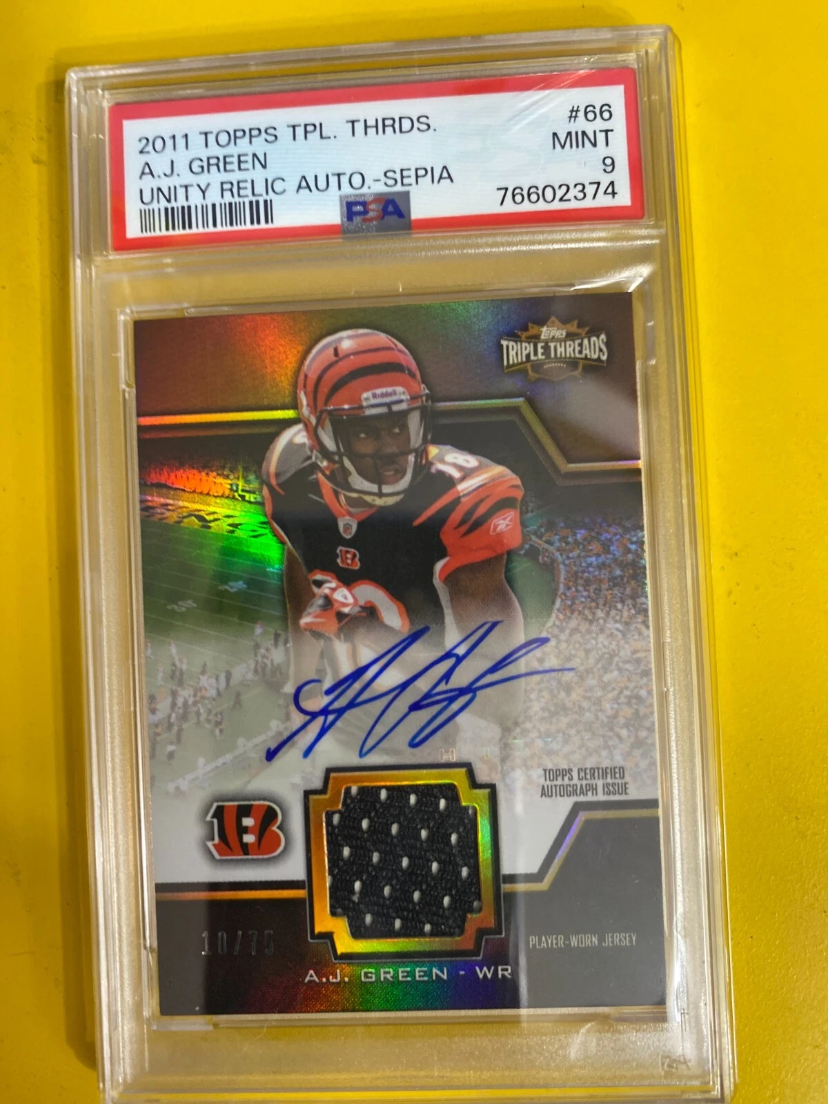 AJ Green Topps Triple Threads Unity Relic Autograph #66 Sepia