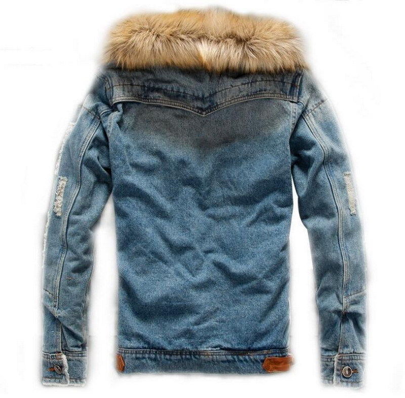 ALTRA Cappotto uomo pelliccia collo foderato pile giacche jeans denim cappotto invernale cowboy outwear