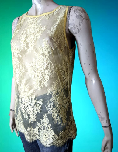 Haut Tunique Noir Transparent Cotélac Taille 40 - Débardeur Velours à Pois - Occasion Très Bon état