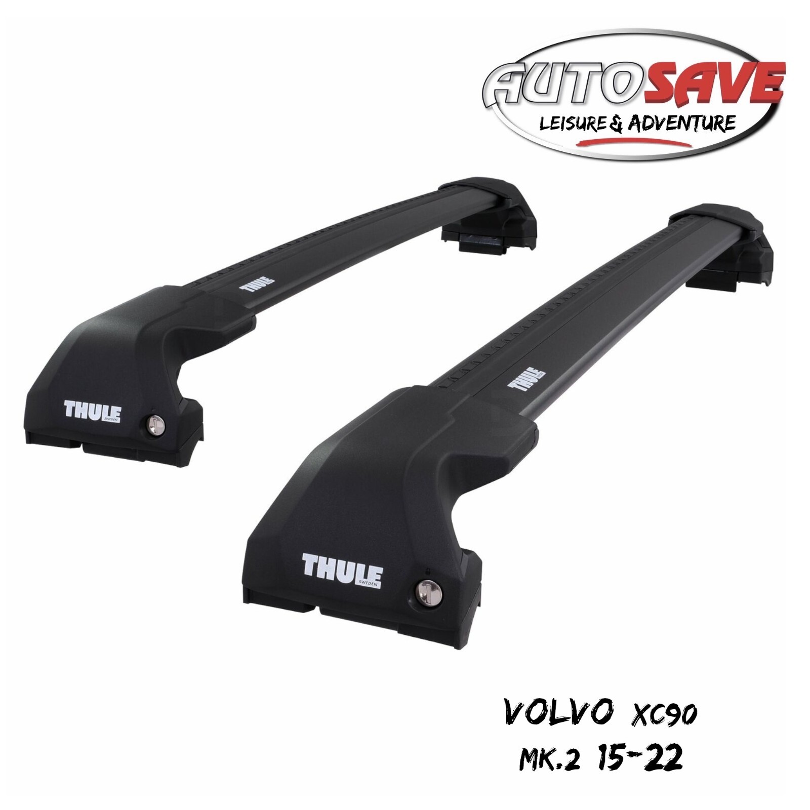 Thule WingBar Edge Black Aluminium Roof Bars Set for Volvo XC90 Mk.2 15-22 Rails