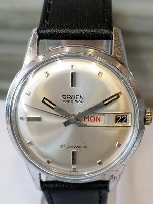 GRUEN PRECISION 17 JEWELS 手巻き 腕時計　稼働品 GRUEN PRECISION 17 JEWELS WINDING SILVER DIAL FRANCE MEN'S FULL