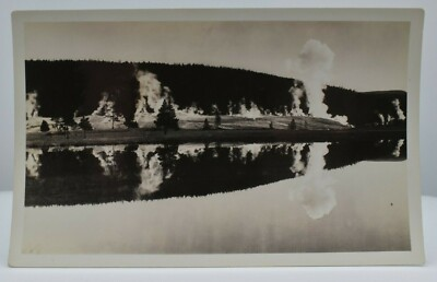 #ad Postcard RPPC Haynes 10103 Yellowstone Park Geyser Hill Reflection AZO Unposted $4.25