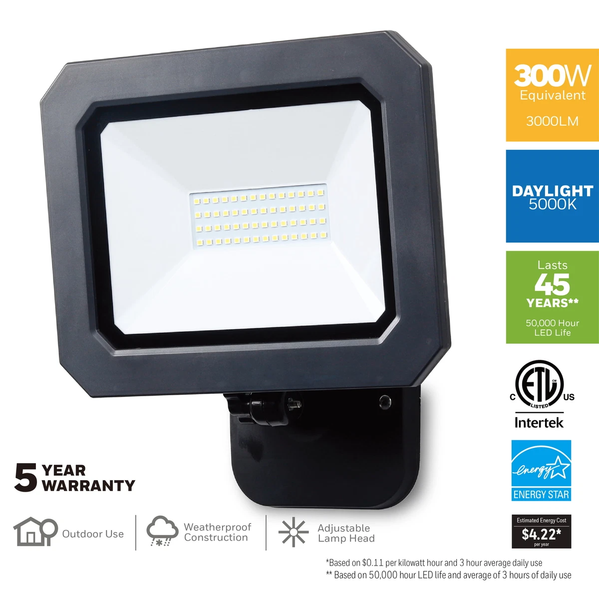 Honeywell outdoor led flood on sale light 5000 lumen