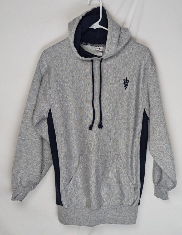 Badger Sport Unisex M Hoodie Sweatshirt in Light Gray Navy with Veterinarian Symbol