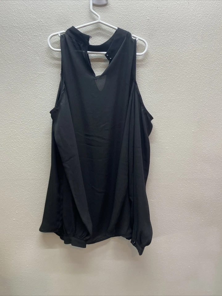 Blusa Top Adrianna Papell Hombro Frío Tejida Negra Diamante Dobladillo Transparente Talla Med Foto 4 de 4