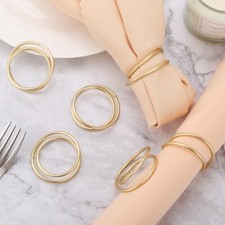 6x Oro Círculo Servilleta Anillo Hebilla Multiusos Hogar Mesa Adorno Boda Fiesta