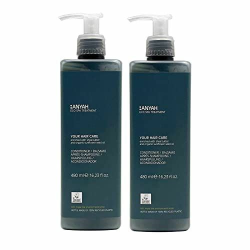Anyah Balsamo per Capelli - 2 X 480 ML - Con Burro di Karitè e Olio di Girasole
