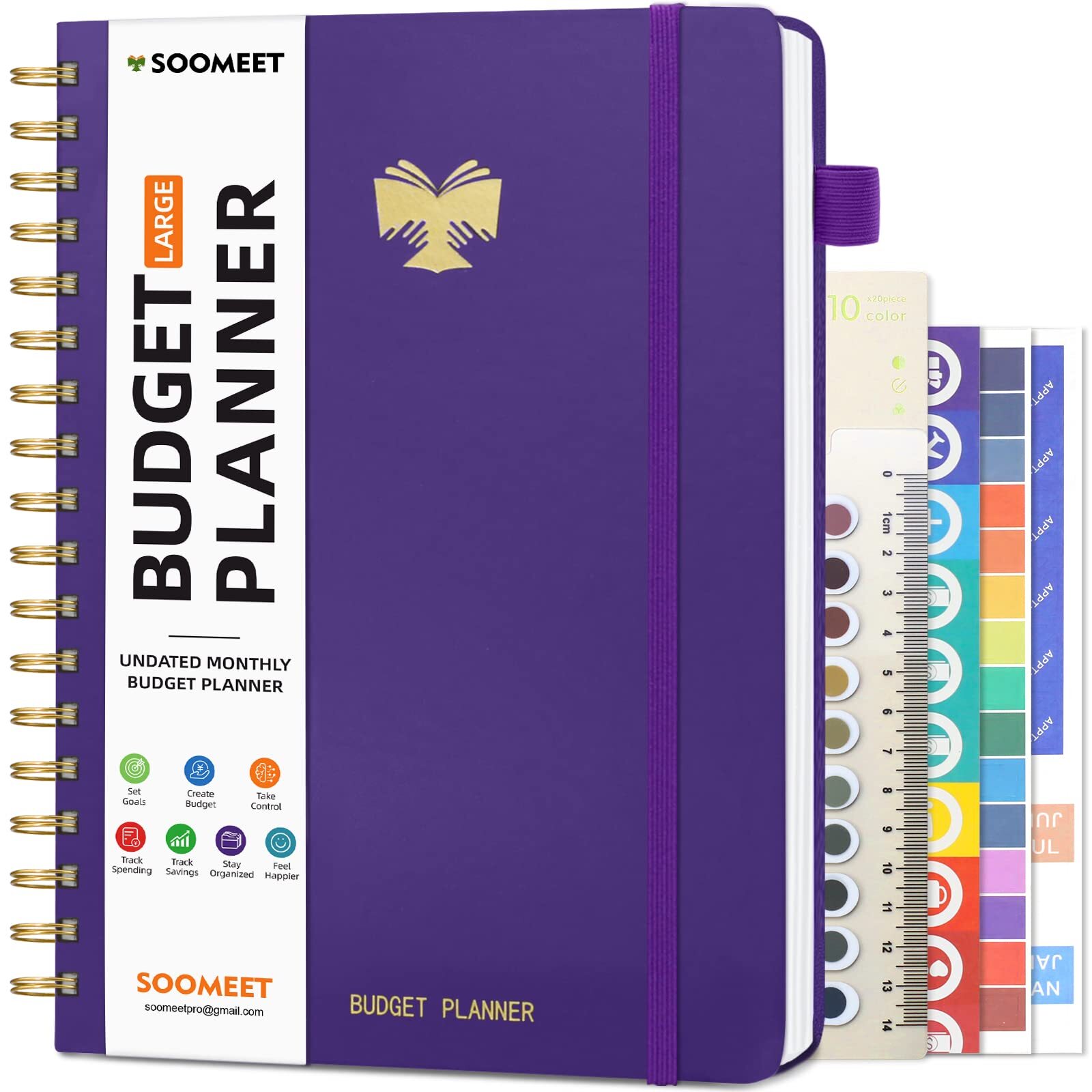 Soomeet Undated Budget Planner with Pockets for Monthly Bill Organization & Finance Tracking