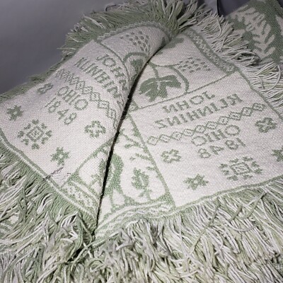 John Klinhinz Ohio 1848 Green & Cream Reversible 98x108 Cotton
