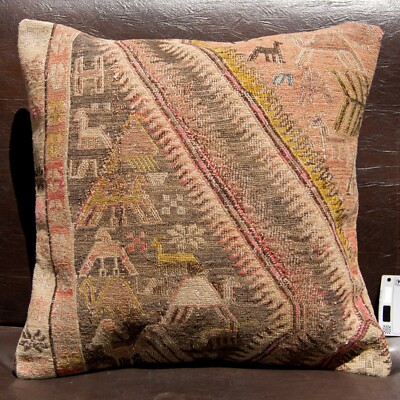 20''x20'' 50x50 Hand Woven Shahsavan Soumak Rug Vintage Pillow Cover Cushion