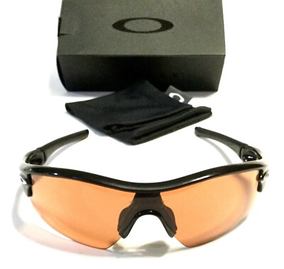OAKLEY RADAR SUNGLASSES Polished Black Frames Silver Icons VR28 Trail Lens A23