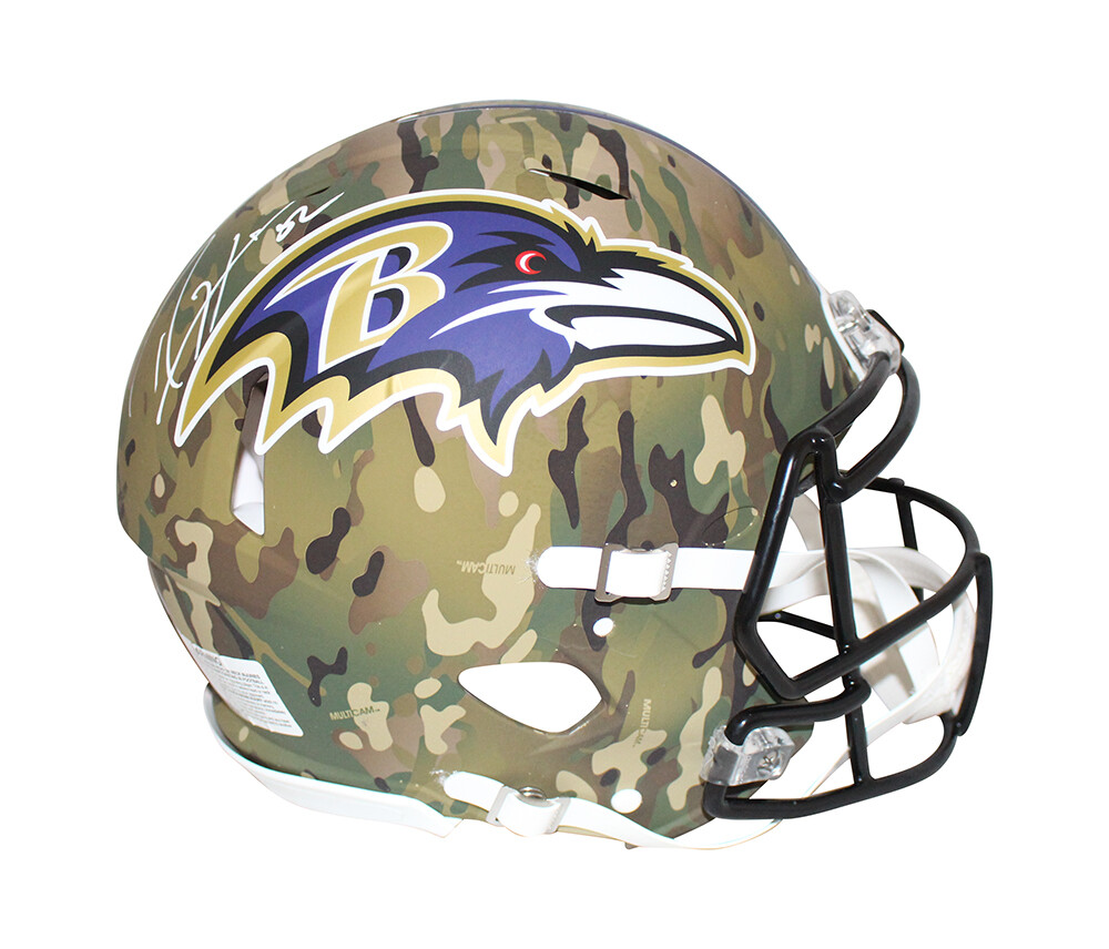 Ray Lewis Autographed Signed Baltimore Ravens Authentic Camo Speed Helmet Beckett 