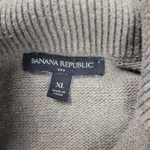 Maglione Banana Republic da uomo taglia XL marrone Henley strutturato a maglia finto collo - Foto 4 di 12