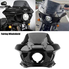 Vivid Black Inner Outer Headlight Fairing Smoke Windshield For Harrley Softail