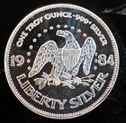 1984 A-Mark Eagle Bell Life Liberty Bullion-0.999 Silver 1 Ounce Oz Art Coin