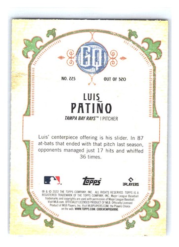 2022 Topps Gypsy Queen #225 Luis Patiño Green - Bild 2 von 2