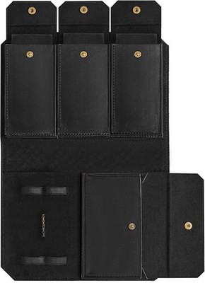 Watch Box for 3 Watches, Travel Case, Organizer, PU Leather, Black, 22cm