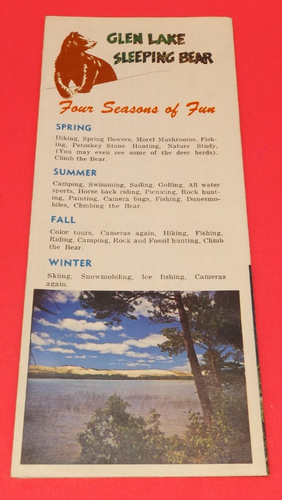 Vtg Colorful Travel Brochure 4 Seasons of Fun Glen Lake Sleeping Bear Michigan - Picture 2 of 2