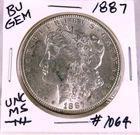 1887  MORGAN SILVER DOLLAR FROM ORIGINAL BANK BAG GEM BU US MINT #1064