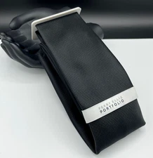 PERRY ELLIS Portfolio Men's 100% Polyester Tie ~ Black ~ Textured!