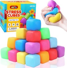 Squishy Fidget Toys, 24 Pack Stress Cube Balls Fidget Sensory Toys Bulk for Kids