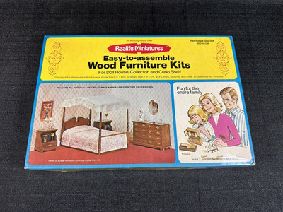 Realife Miniatures Easy To Assemble Wood Furniture Kit Bedroom #188 **READ