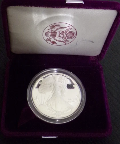 1991 WALKING LIBERTY AMERICAN EAGLE .999 FINE SILVER DOLLAR PROOF 1oz. $1 USA