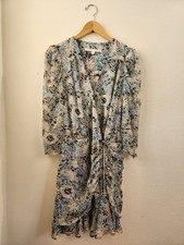 Veronica Beard Dress Maggie Floral Print 3/4 Sleeve Shirred Mini Blue Size 4